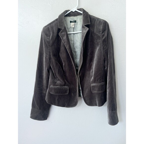 J Crew Velvet Ecole Blazer Women’s Size 10 Tan Cotton Snap Enclosure Retro City - Picture 1 of 9